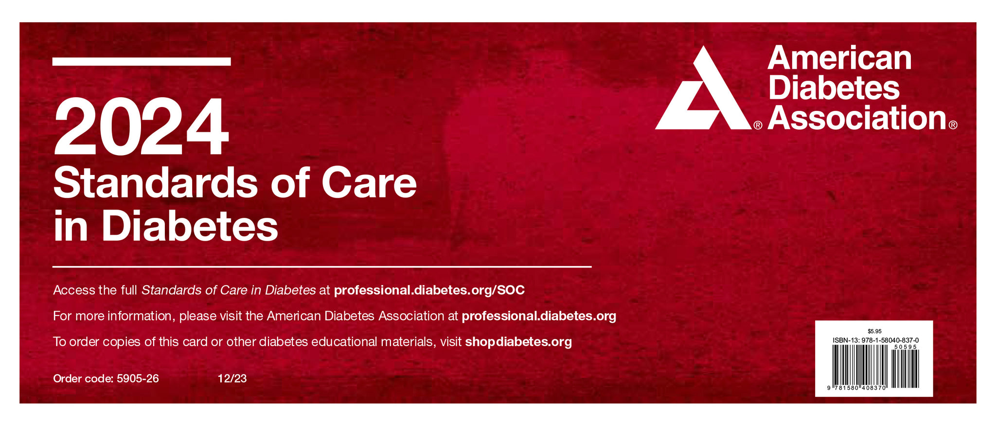 2025 Standards of Care in Diabetes Pocket Chart