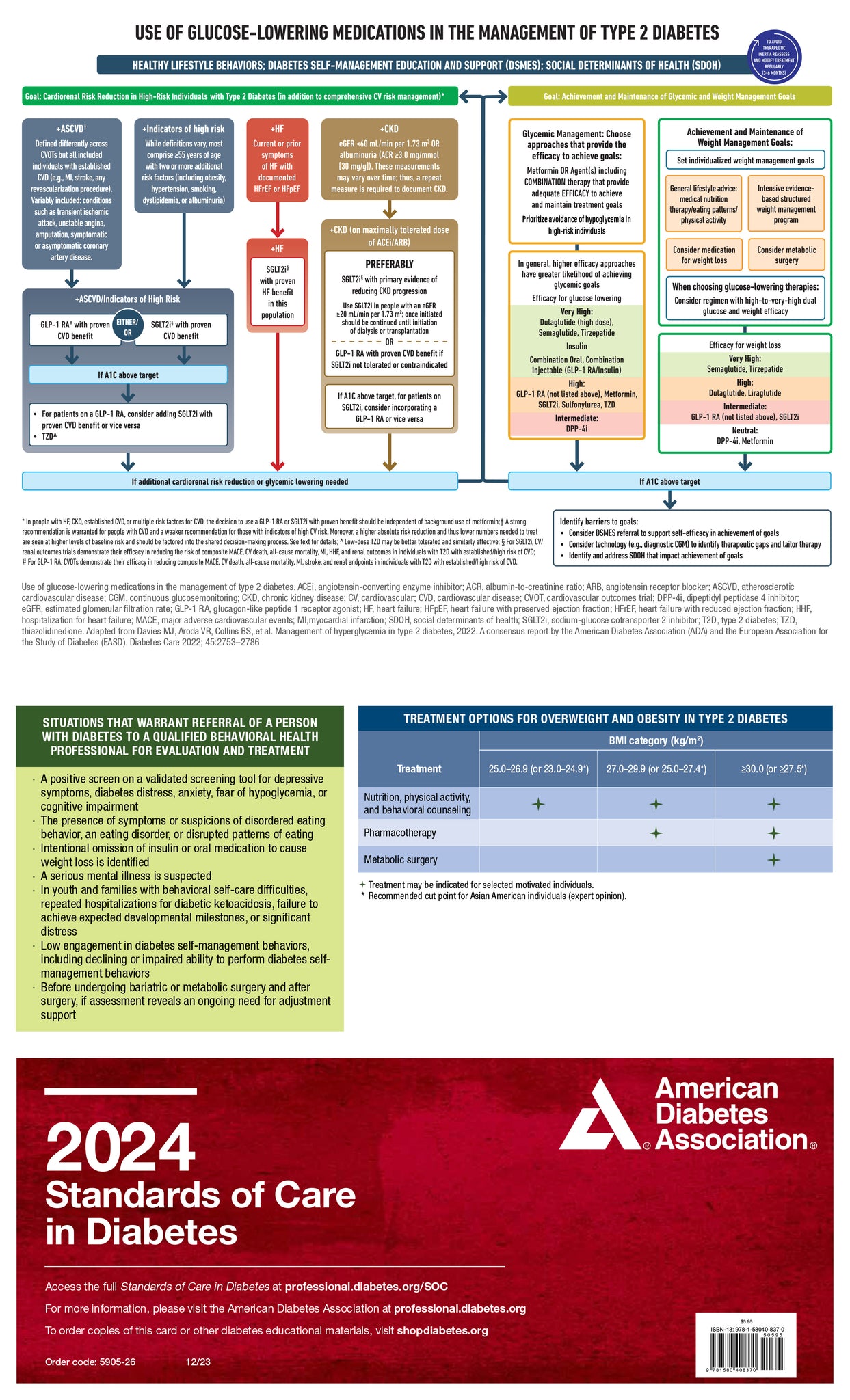 2025 Standards of Care in Diabetes Pocket Chart