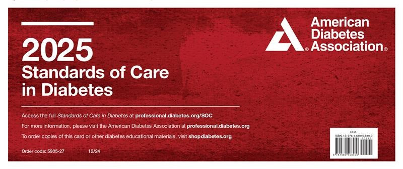 2025 Standards of Care in Diabetes Pocket Chart