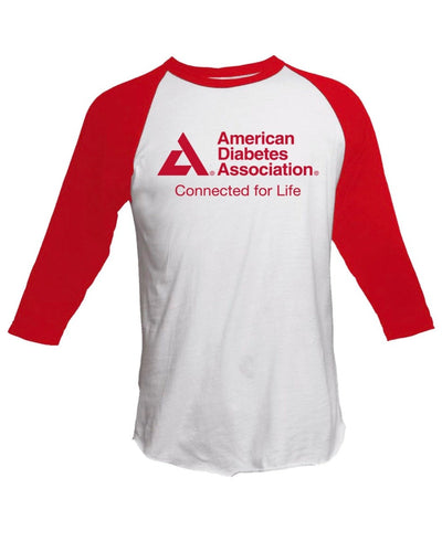 American Diabetes Association Baseball T-Shirt 3/4 Sleeves