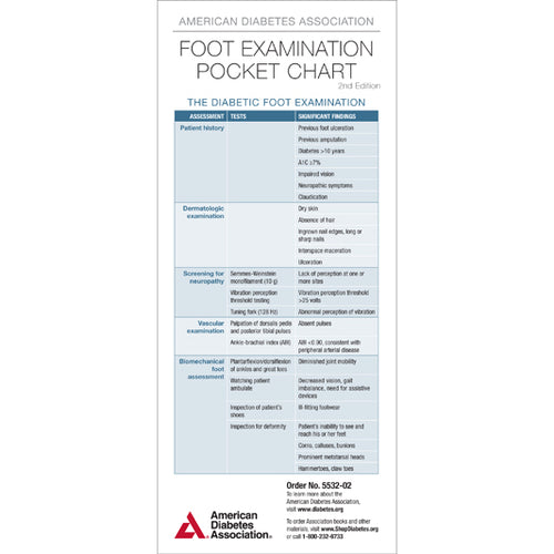 American Diabetes Association Foot Examination Pocket Chart, 2nd Edition